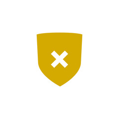 Shield and cross x mark icon isolated on transparent background