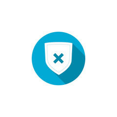 Shield and cross x mark icon isolated on transparent background