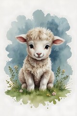 Lamb in watercolor style