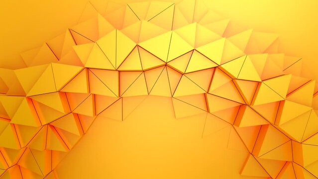 Triangles Form a Wave. Abstract motion, two color, 3d rendering, 4k resolution
