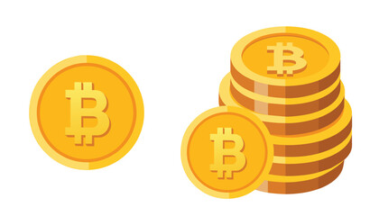 Bitcoin gold coin. Bitcoin cryptocurrency symbol isolated on white background.