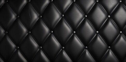Black leather upholstery texture with diamond pattern for background or wallpaper. black leather texture with buttons for pattern and background