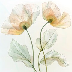 Fototapeta premium Ethereal Beauty: A Close-Up of Delicate Poppy Flowers, on white background