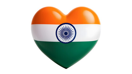 Heart-shaped indian flag isolated on transparent background