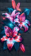Obraz premium Vibrant Street Art of Floral Mural on Urban Wall