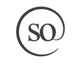 Obraz premium SO logo from two letter with circle shape email sign style. S and O round logotype of business company