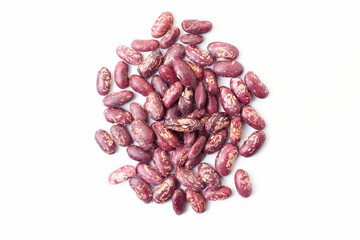Pile of red and white beans on white background. Top view