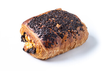 puff pastry with chocolate stuffed isolated on white background