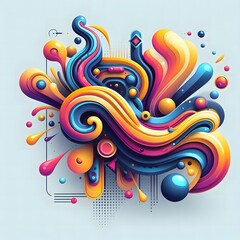 AI Generate of Colorful Fluid Liquid Shapes as Abstract Decoration or Abstract Banner