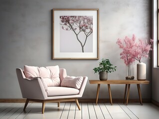 Elegant Living Room Interior Design with Pastel Decor and Modern Furniture