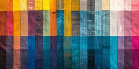 A vertical gradient transitions from light to dark, representing different sizes and shades of blue, yellow, red, purple, green, white, orange, brown, pink, gray, black, and white.
