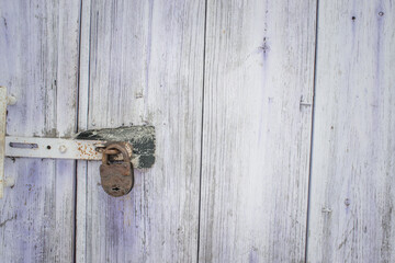 Old lock on wood door