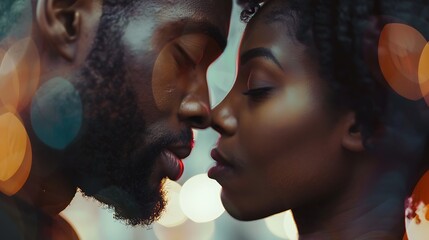 Romantic Couple Sharing a Tender Moment Outdoors, Embracing and Smiling at Each Other with Love and Happiness, Surrounded by Nature's Beauty on a Sunny Day - Powered by Adobe