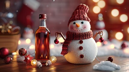 Funny drunk christmas snowman