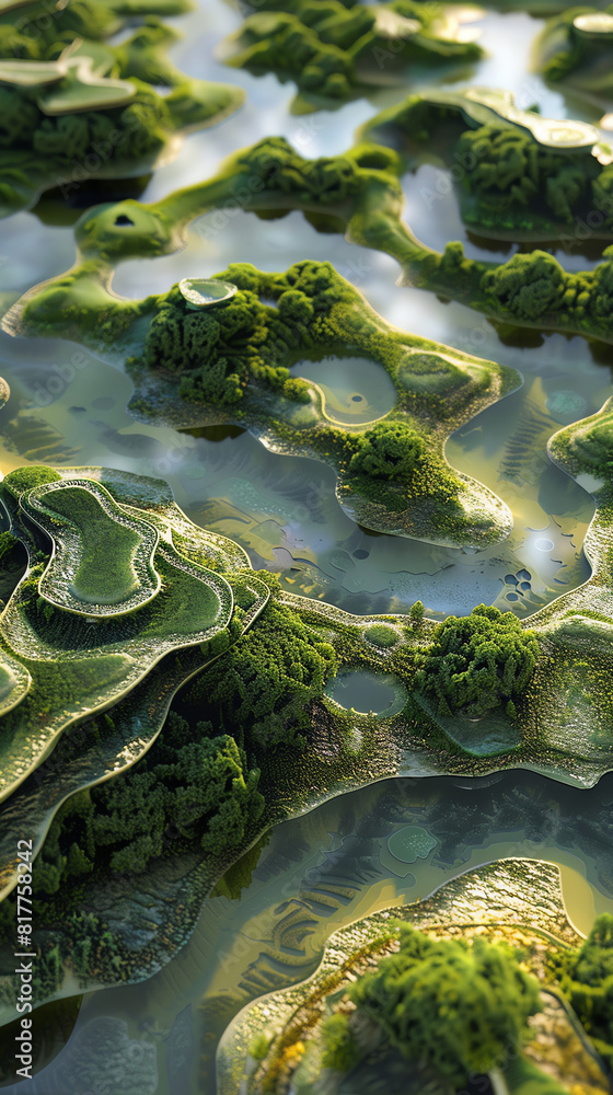 Poster capture the intricacies of environmental conservation through a dynamic high-angle view abstract art