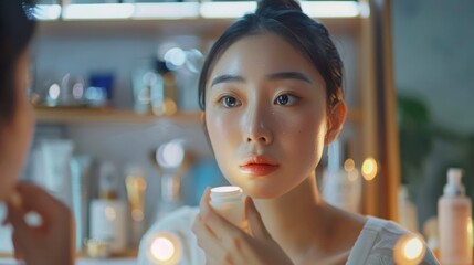 Young Asian woman in her skincare routine