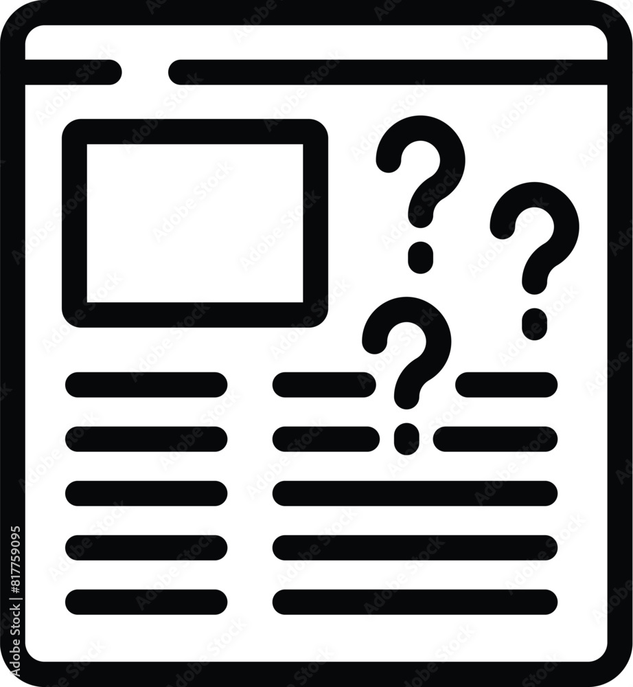 Poster questions and answers page icon outline vector. faq guidance. client support feedback