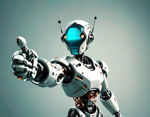 Friendly Robot Points to the Future in Positive Image