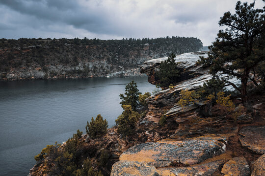 Scenic view of Fremont Canyon right outside Casper, Wyoming on a cloudy day