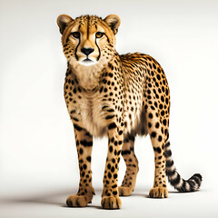 Cheetah standing on white background. 3D illustration. Full body.