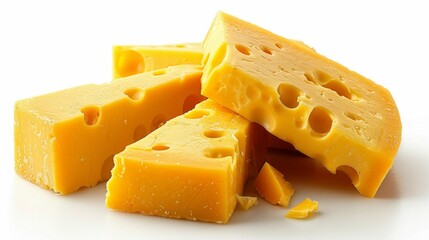 Slices of Cheese Isolated on White Background. Generative ai