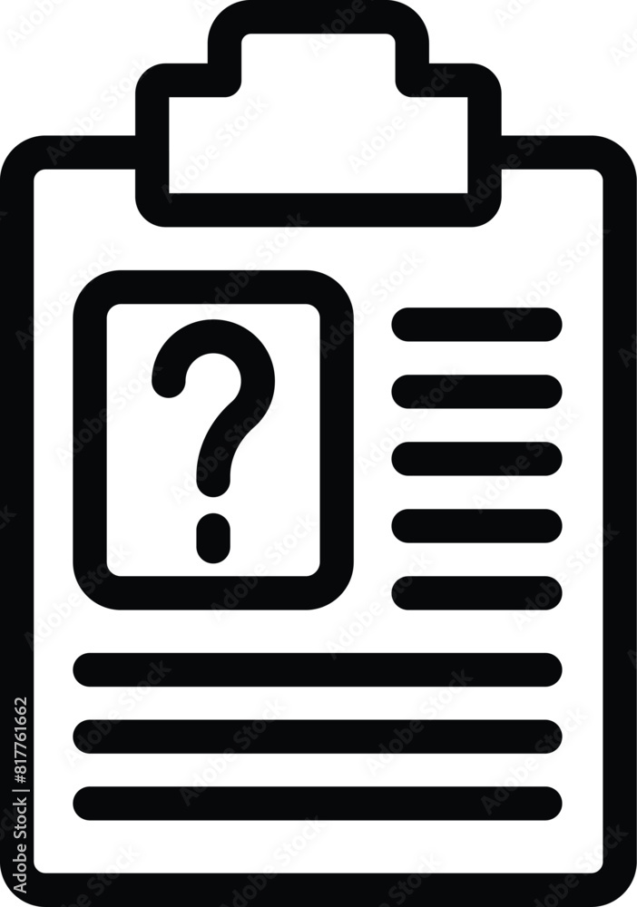 Poster customer question document icon outline vector. ask mark on clipboard. faq problem solving