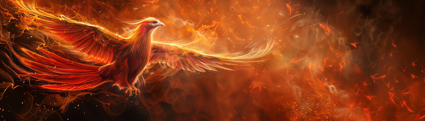 Obraz premium Explore the mystique of a phoenix in a minimalist style