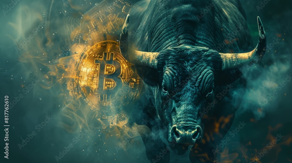Poster A bull with a large B on its forehead. The bull is surrounded by smoke and fire. The bull is looking at the camera with a menacing expression