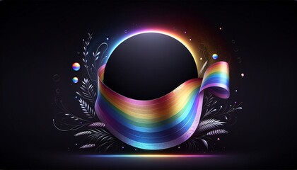 Gedrehtes Band in Regenbogenfarben auf schwarzem Hintergrund, copy space, LGBT Community, pride, CSD