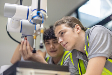 Trainees focus on robot arms, automation programs, and essential skills in the robotics academy.