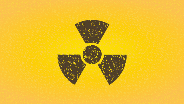 Yellow screen background with damaged radiation symbol