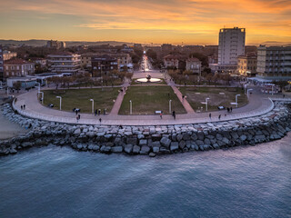 Naklejka premium Aerial view of Rimini at night in the Christmas period