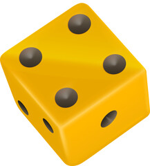 3d Yellow Dice Cube