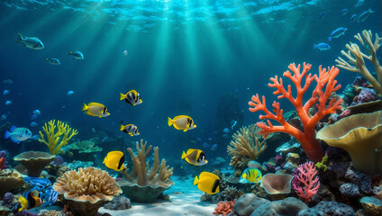  The water is clear and blue.

