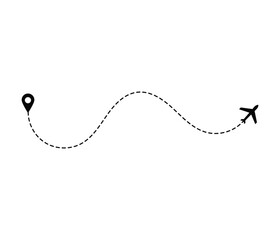 Airplane dotted route line the way airplane. Flying with a dashed line from the starting point and along the path. illustration