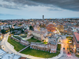 Obraz premium Aerial view of Rimini at night in the Christmas period