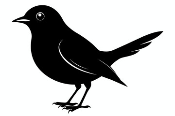 A catbird silhouette black vector artwork illustration 
