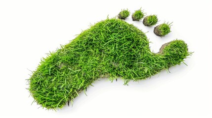A foot print is made out of grass and is on a white background. The idea behind this image is to show the importance of taking care of the environment and the impact that humans have on it