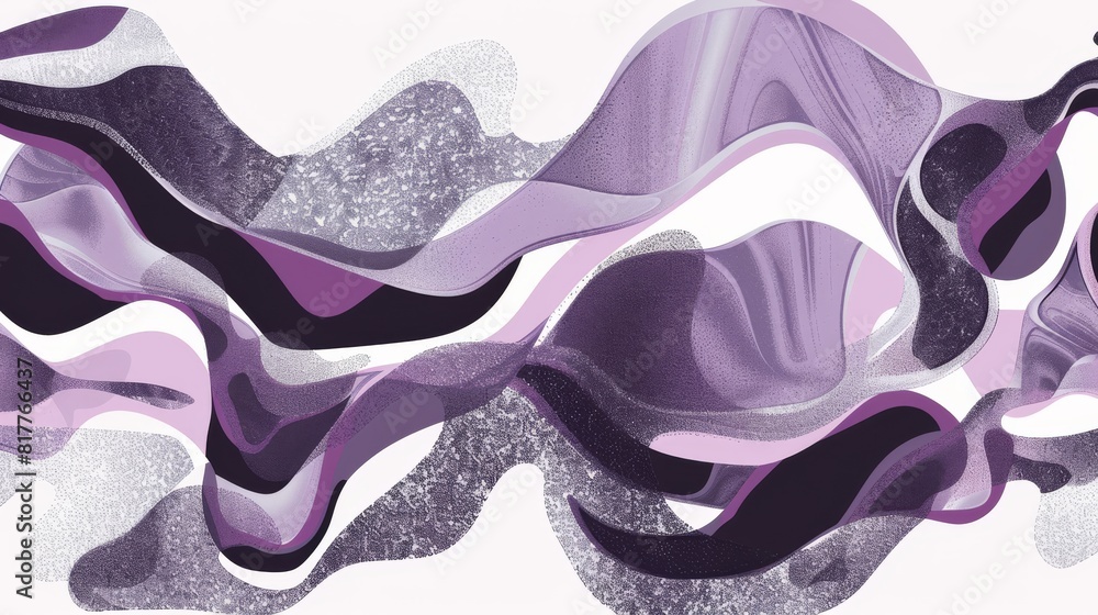 Aufkleber a purple and white abstract painting with a wave pattern. the painting is full of texture and has a 