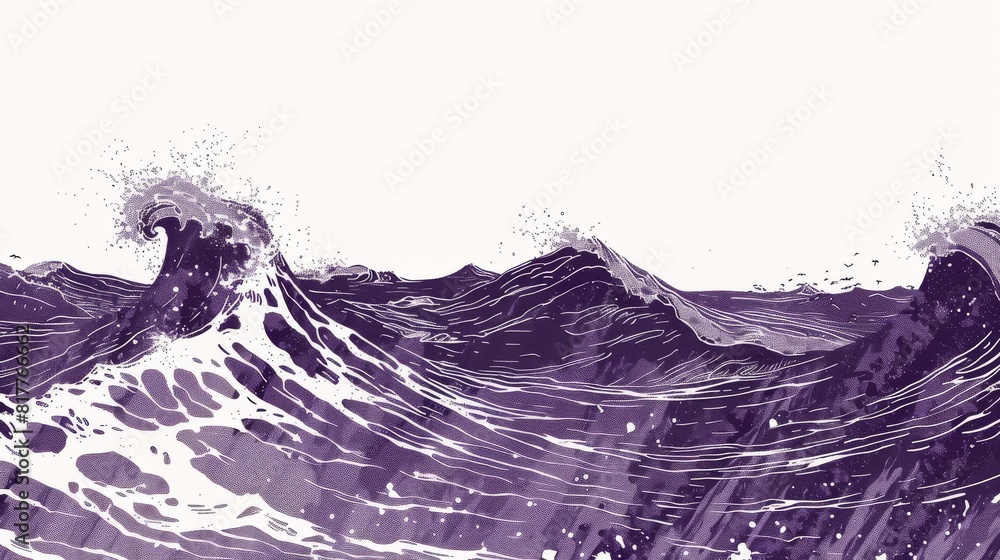 Aufkleber a wave crashing on a white background. the image has a moody and dramatic feel to it