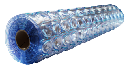 Blue bubble wrap roll for packaging, cut out - stock png.