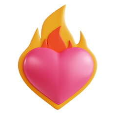 PNG 3D Burning Heart icon isolated on a white background