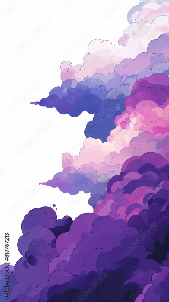 Poster the sky is filled with purple clouds. the clouds are very large and are spread out across the sky. t
