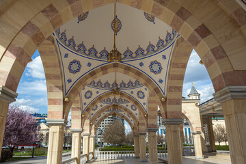 The ornament on the arches of the summer gallery of the mosque. The mosque was built in the...