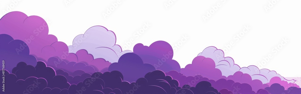 Poster A purple sky with clouds is shown in a white background. The sky is filled with clouds of various sizes and shapes, creating a sense of depth and movement