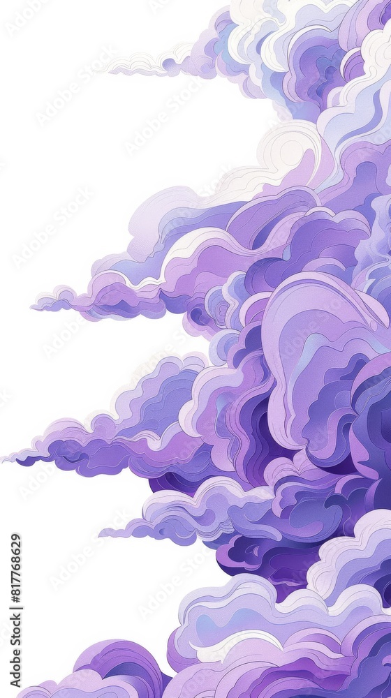 Aufkleber a purple cloud with a white background. the clouds are very large and seem to be floating in the sky