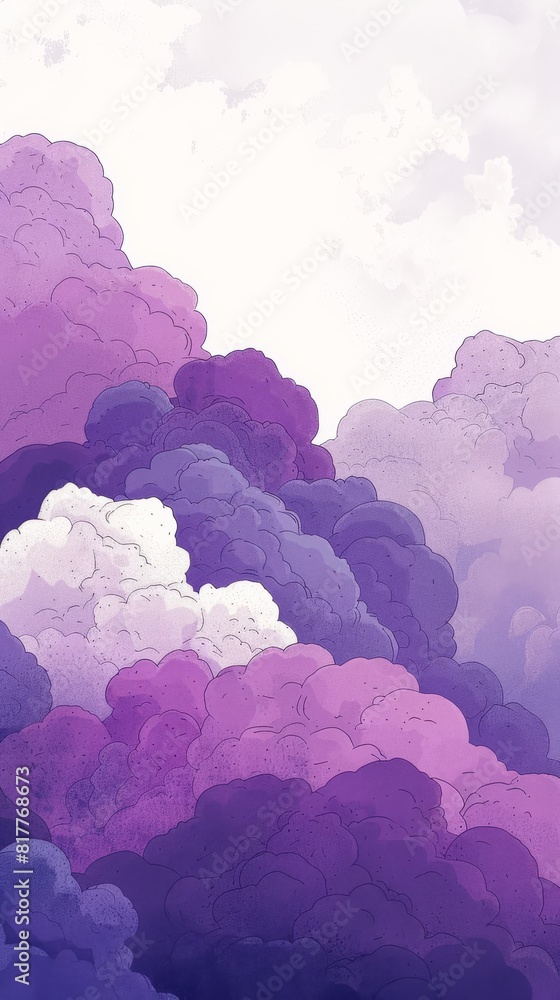 Poster A large purple cloud with a white background. The clouds are scattered throughout the sky, creating a sense of depth and movement