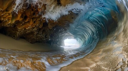 Huge sea wave tunnel