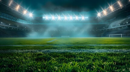 a large and empty sports stadium at night