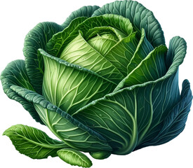Obraz premium Fresh Green Cabbage Vector Illustration
